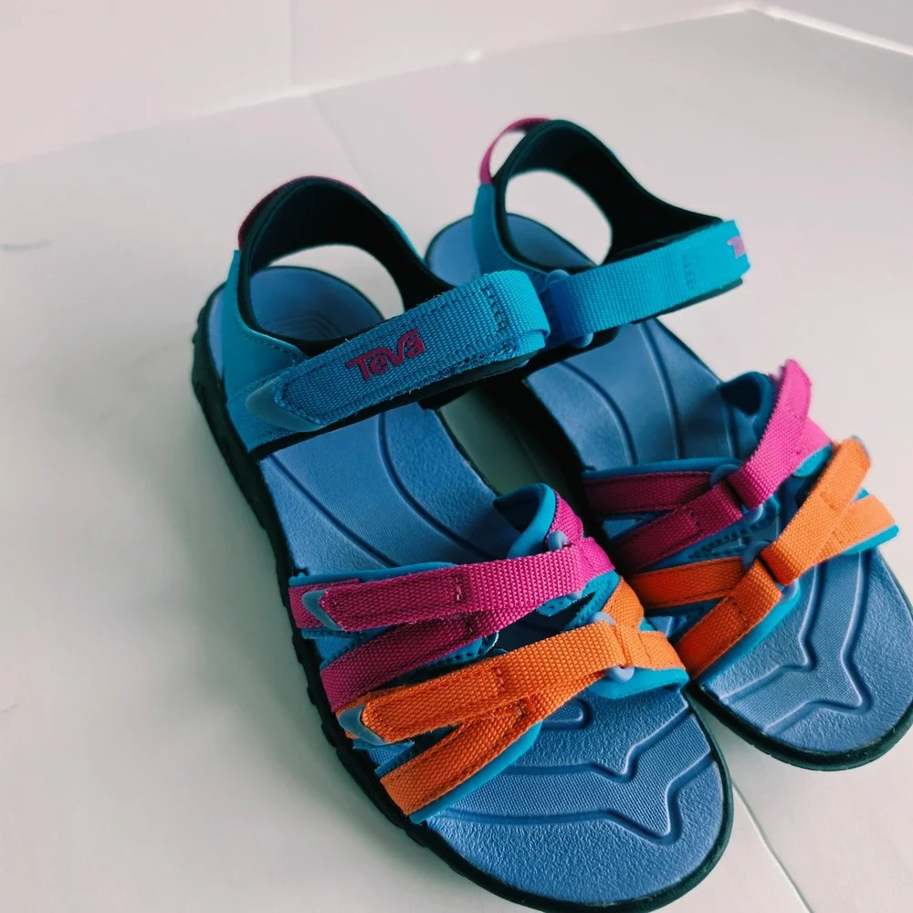 Teva Tirra Sandals Kids Size 1 Blue Rose Multi Excellent Sporty Strappy Outdoor